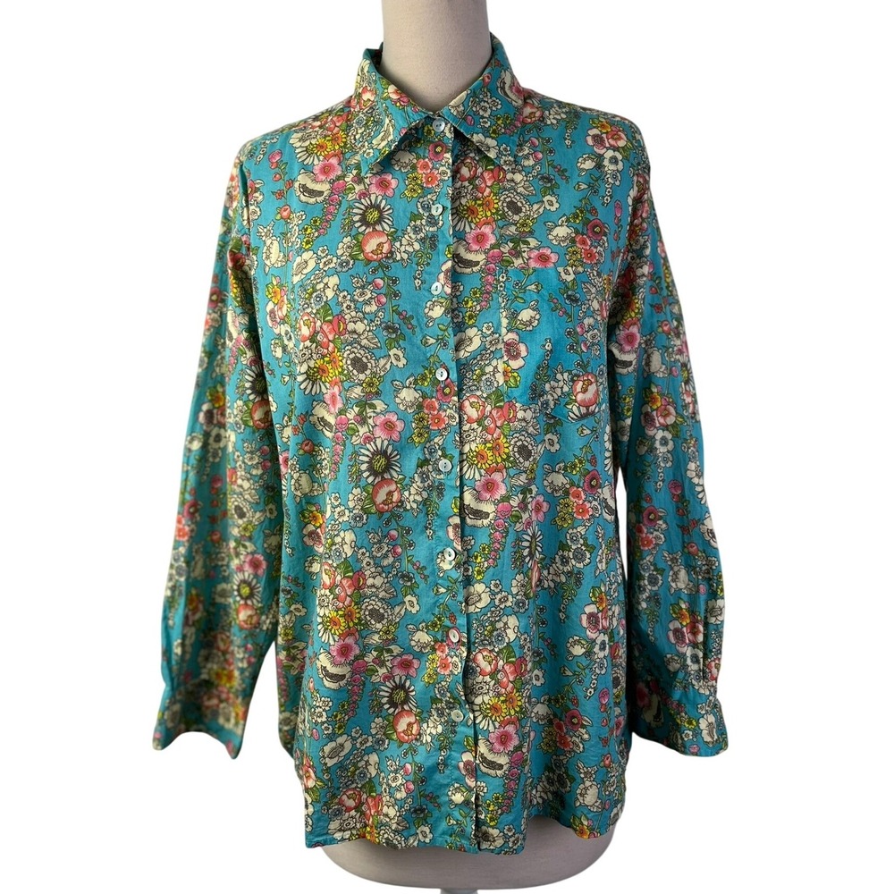 NATURAL LIFE Teal Floral Button-Down Shirt
